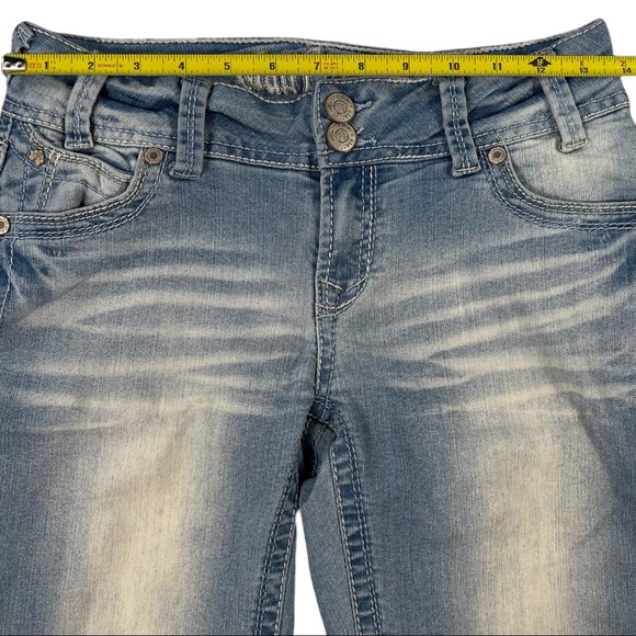 Wallflower vintage size 3 light wash distressed skinny jeans double button EUC - Picture 13 of 15